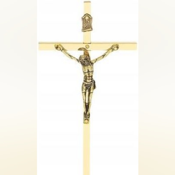 NWT Cross Moreli Gold-Tone Brass Standing Crucifix Decoration - Picture 3 of 6
